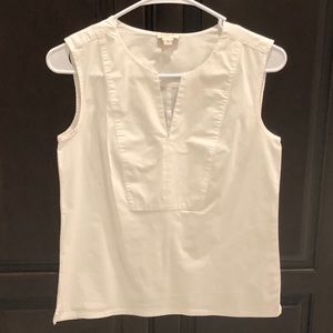J. Crew White Split Neck Sleeveless Top